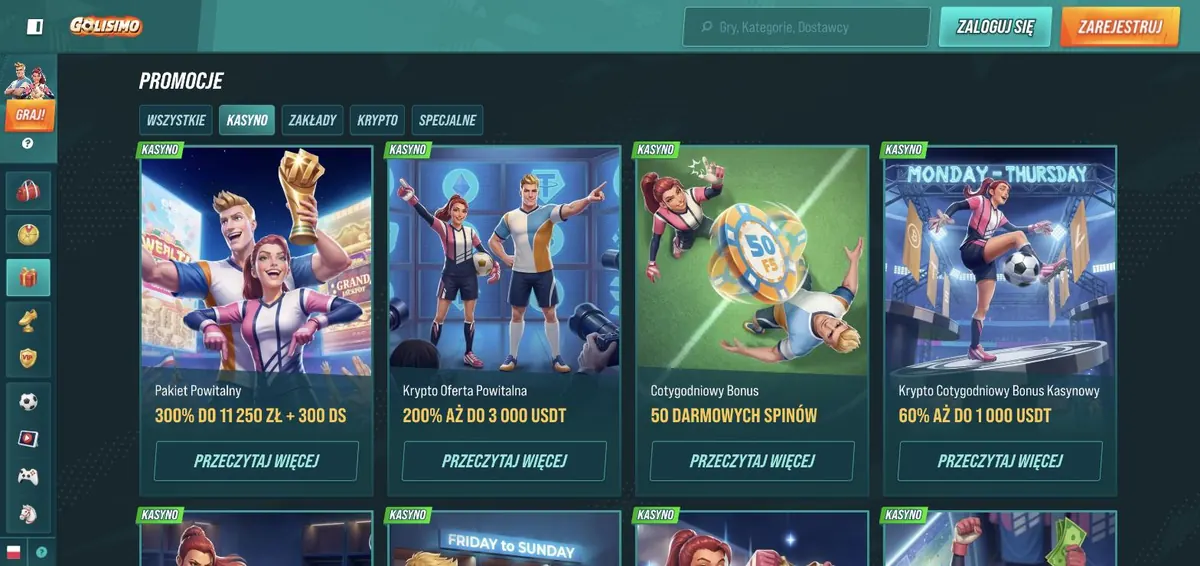 Golisimo bonus code - lista promocji kasynowych bez kodu